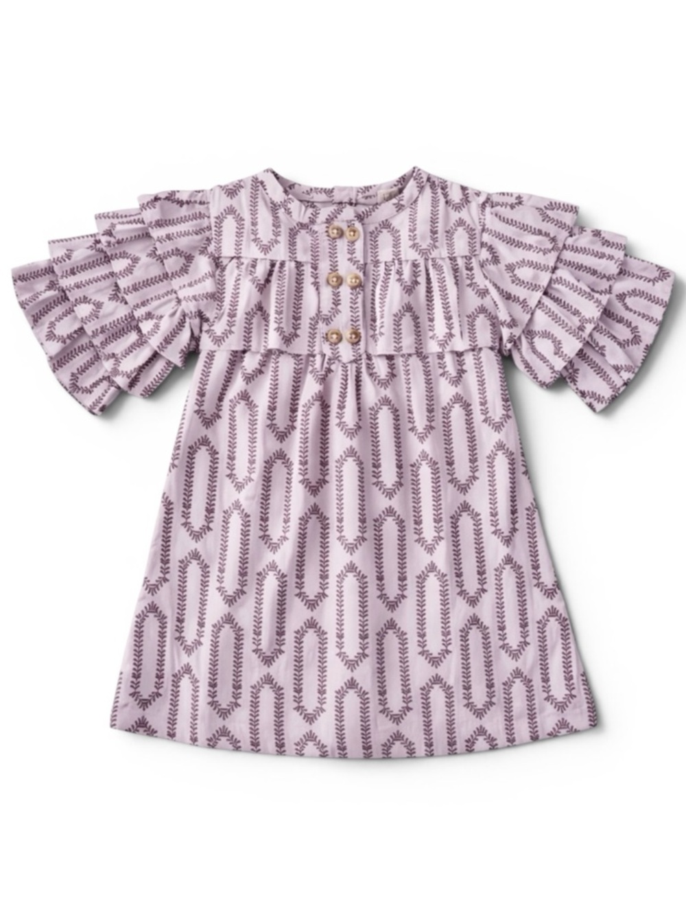 Kate Quinn Toddler 18-24M Organic Cotton Oversized Ruffle Tier Sleeved Dress EUC